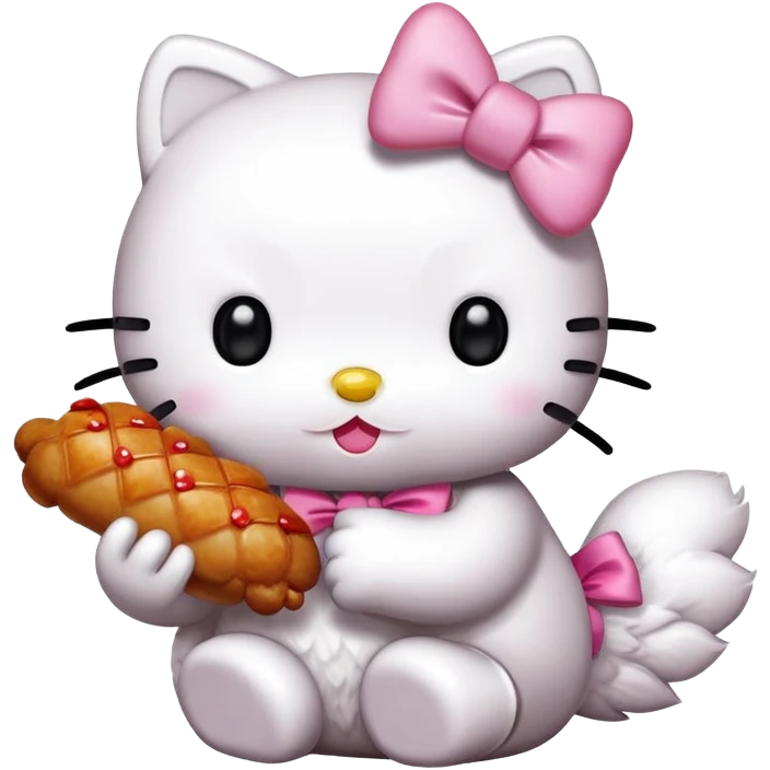 Hello kitty eating chicken emoji