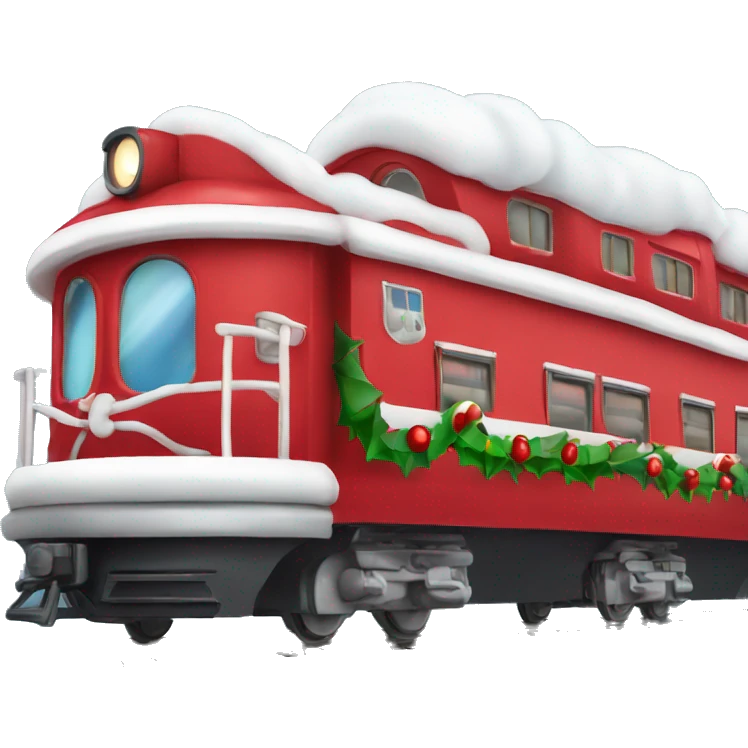 Red Christmas train with candy canes emoji