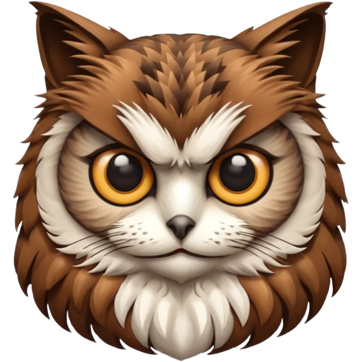 A cat head with a owl body  emoji