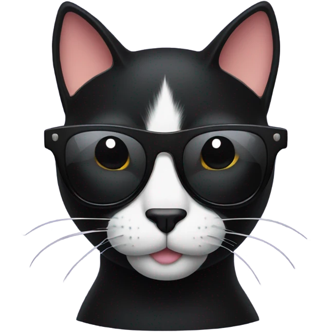 Black cat with sunglasses  emoji