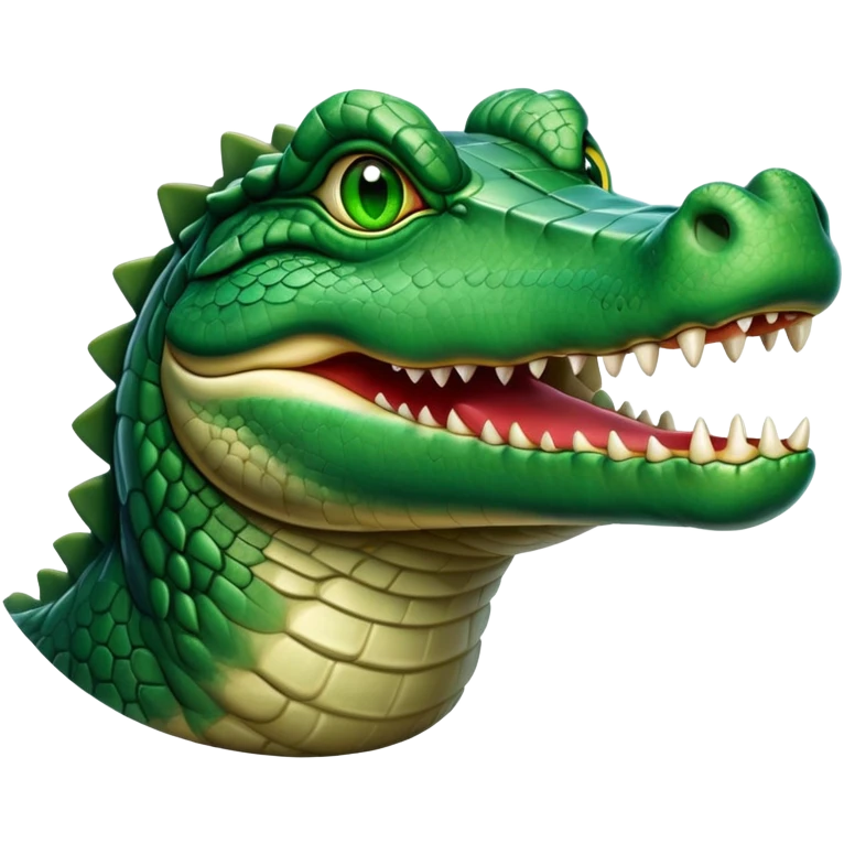 cinematic-noble-crocodile-portrait-emoji,-poised-and-regal,-with-a-powerful,-elongated-build-and-a-rugged,-scaly-emerald-green-hide,-piercing-cold-eyes,-simplified-yet-sharp-and-sophisticated-features,-highly-detailed,-glowing, head held high emoji