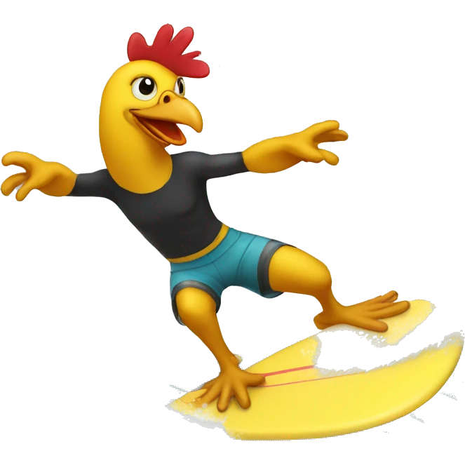 chiken surfing emoji