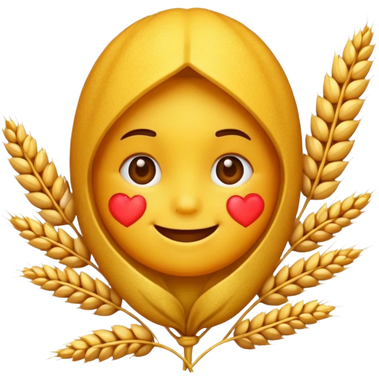 A loved fqce emoji but instead of heart, there is wheat emoji