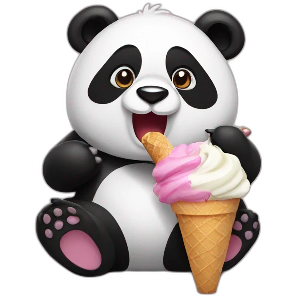 Panda eating ice cream emoji