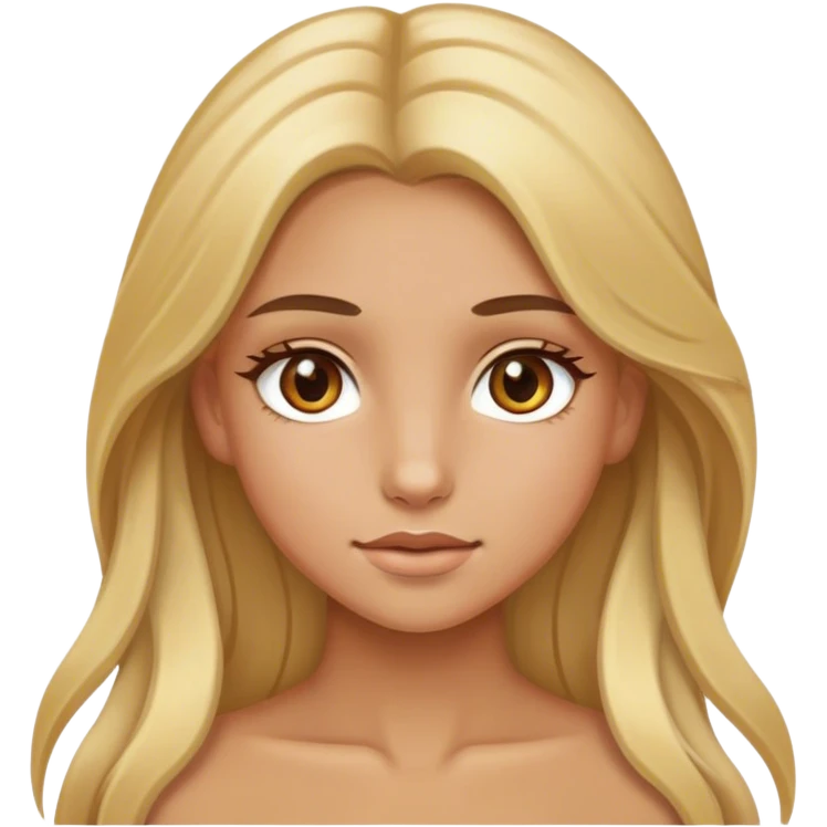 Tan girl with hazel eyes, and long blonde hair  emoji