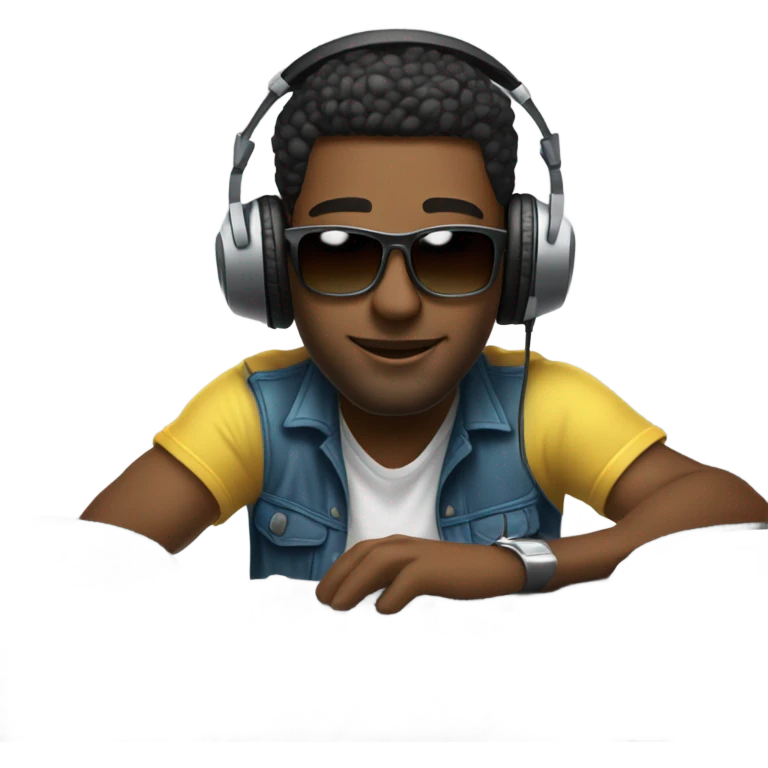 cozy indoor portrait of man DJing  emoji