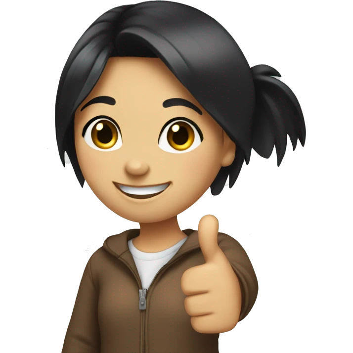 smiling girl with black hair giving thumbs up emoji