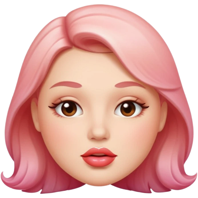 Glossy, plump lips biting the bottom lip, subtle shine on the top lip, soft blush gradient in the background for contrast. emoji
