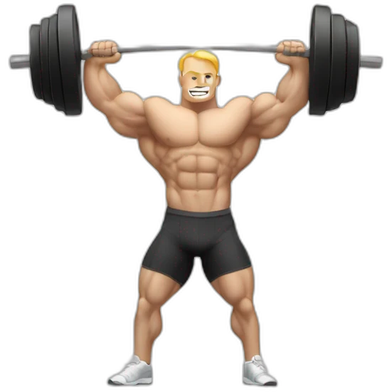 white skinned bodybuilder exercising emoji