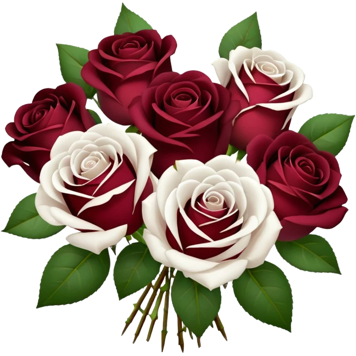 bouquet of burgundy and white roses  emoji