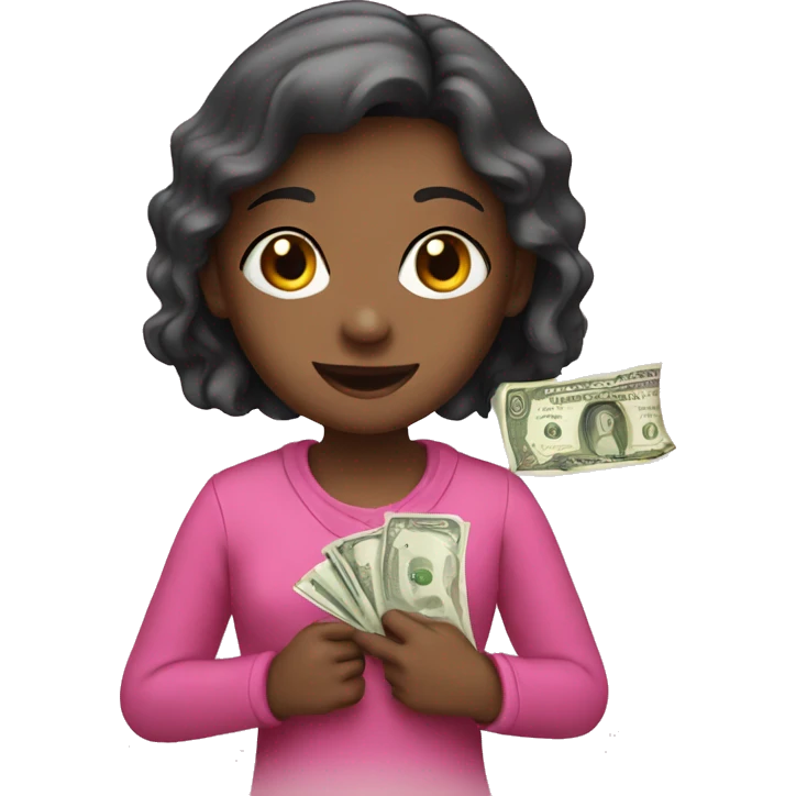a girl with money in pink emoji