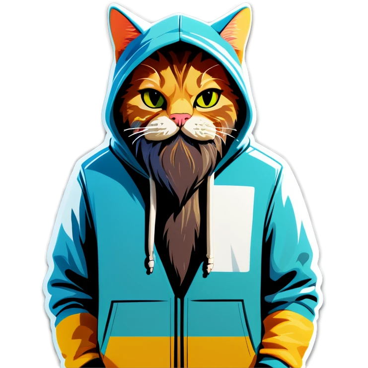 Cat with beard and hoodie emoji