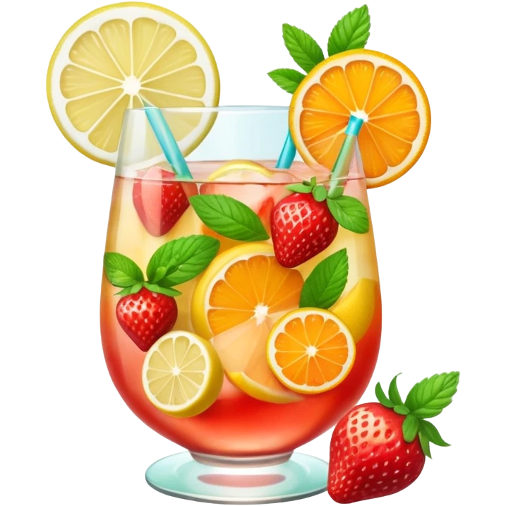 summer cocktail with lemon, strawberry, orange emoji