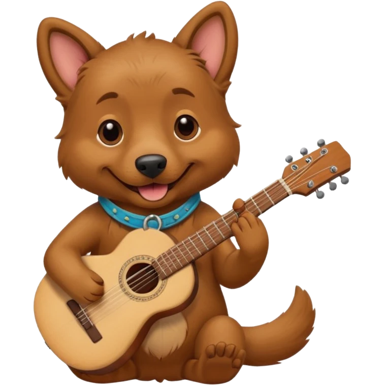 happy dog playing guitar emoji