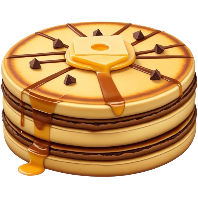 Cinematic Realistic Martabak Manis Dessert Emoji, depicted as a thick, sweet pancake filled with chocolate, cheese, and condensed milk rendered with detailed textures and vibrant, indulgent lighting. emoji