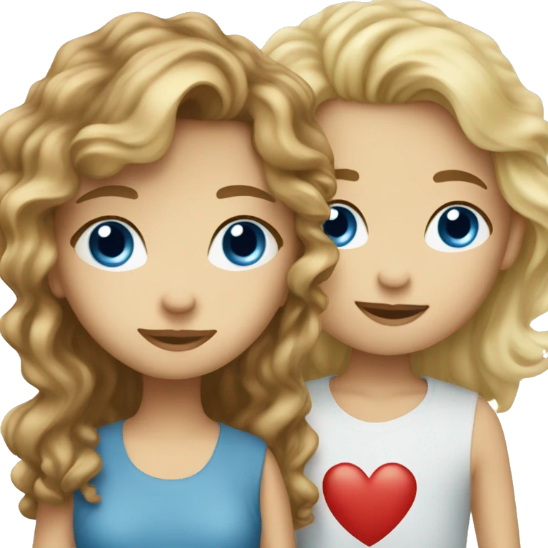 Blond girl with blue eyes kissing brown curly hair boy with blue eyes  emoji