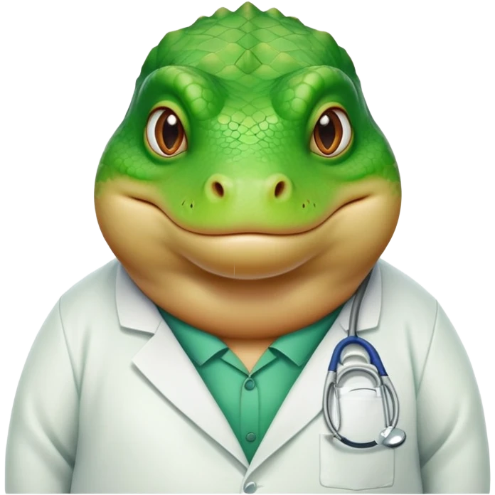 Fait moi un homme lézard obèse en blouse blanche  emoji
