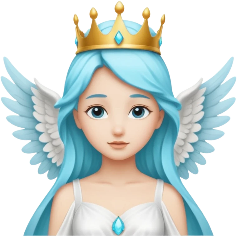 an angel with a cyan crown on her head, 4 wings emoji