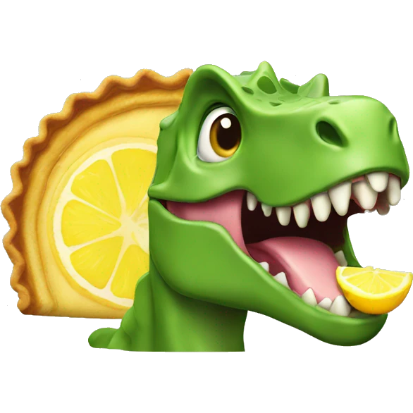 Dinosaur eating lemon tart emoji