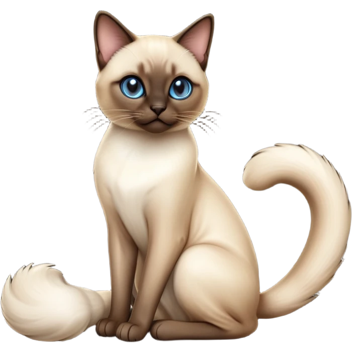 cinematic-[siamese cat]-realistic-full-body-sitting-emoji,-tail-curled-playfully-around-its-paws,-head-tilted-dramatically,-slek-[siamese]-fur,-simplified-yet-realistic-focused-features,-highly-detailed,-glowing-with-an-almost-sarcastic-glow emoji