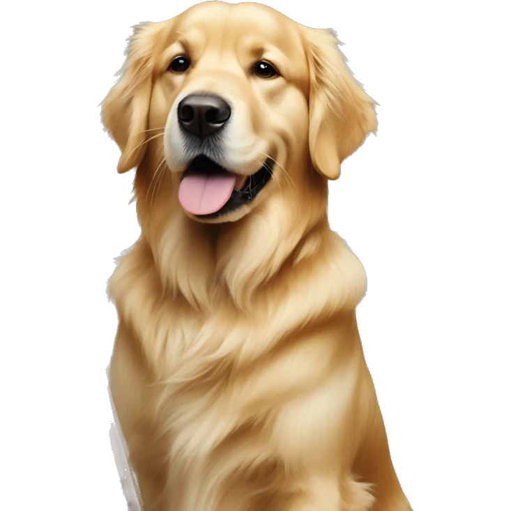 Golden retriever painting a picture of a man emoji