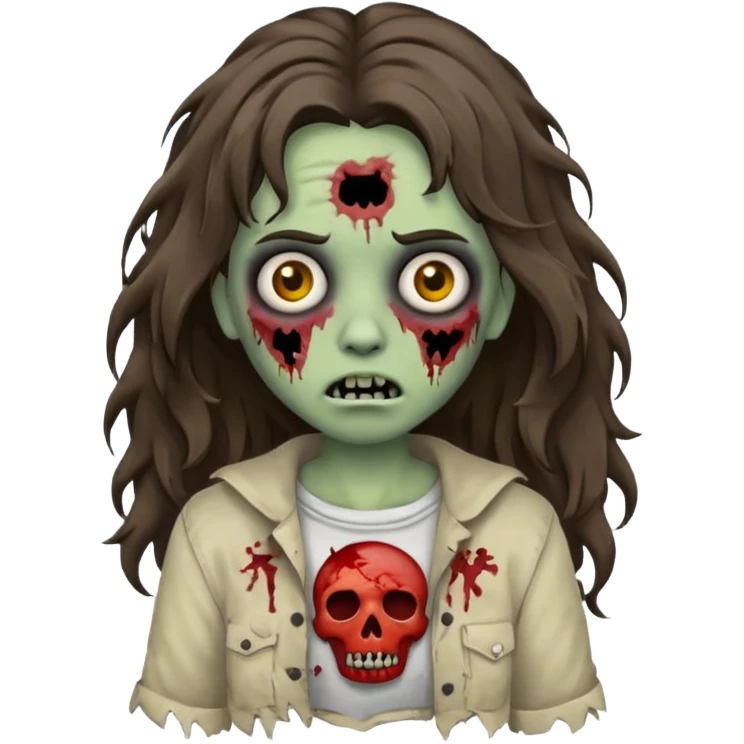 wavy brunette hair zombie emoji emoji