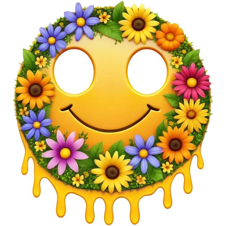 smiley melted garden flowers  emoji