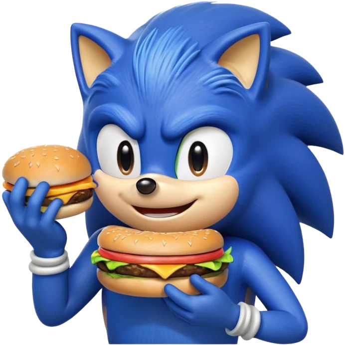 Sonic the hedgehog eating a cheeseburger  emoji