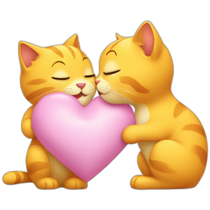 Yellow cat kissing with heart emoji
