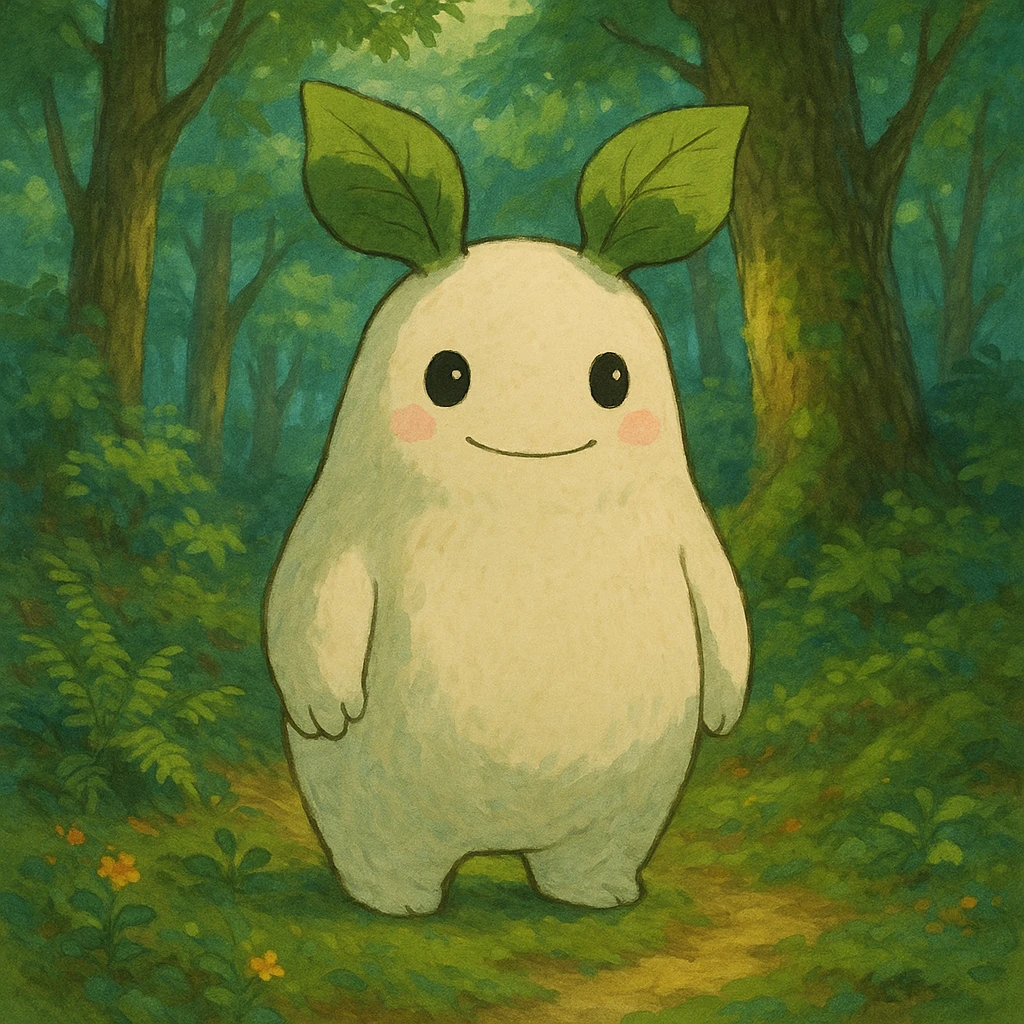 a whimsical forest spirit in ghibli style emoji