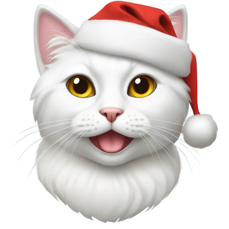 White cat with Santa hat emoji