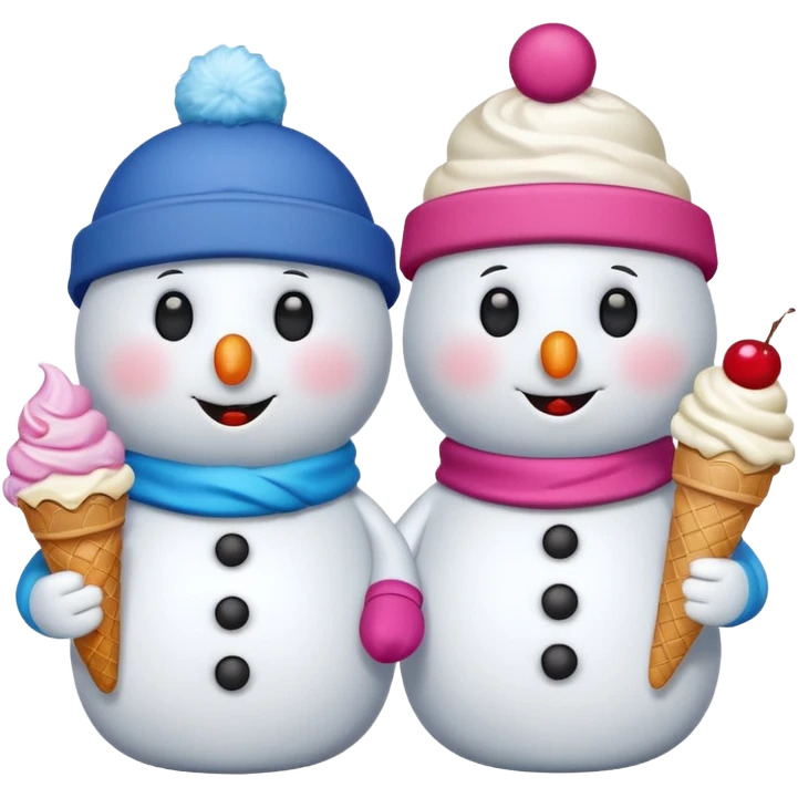 snowmen wearing cap with ice cream emoji