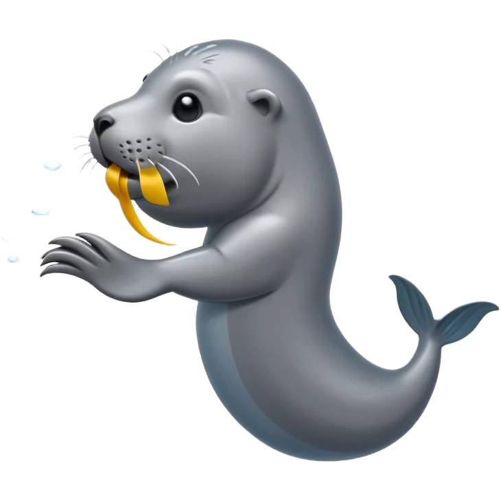 swimming grey sea lion emoji