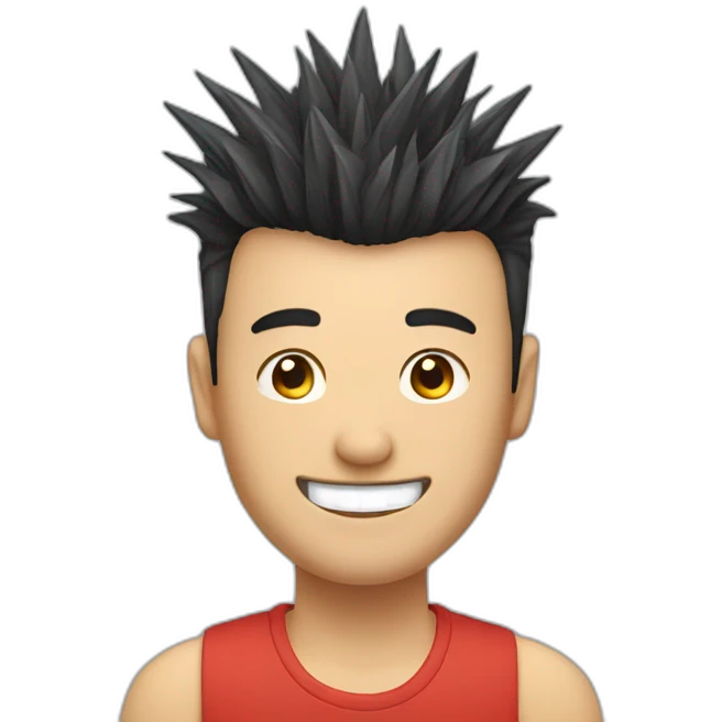 chinese man 40yo with spiky hair smile emoji