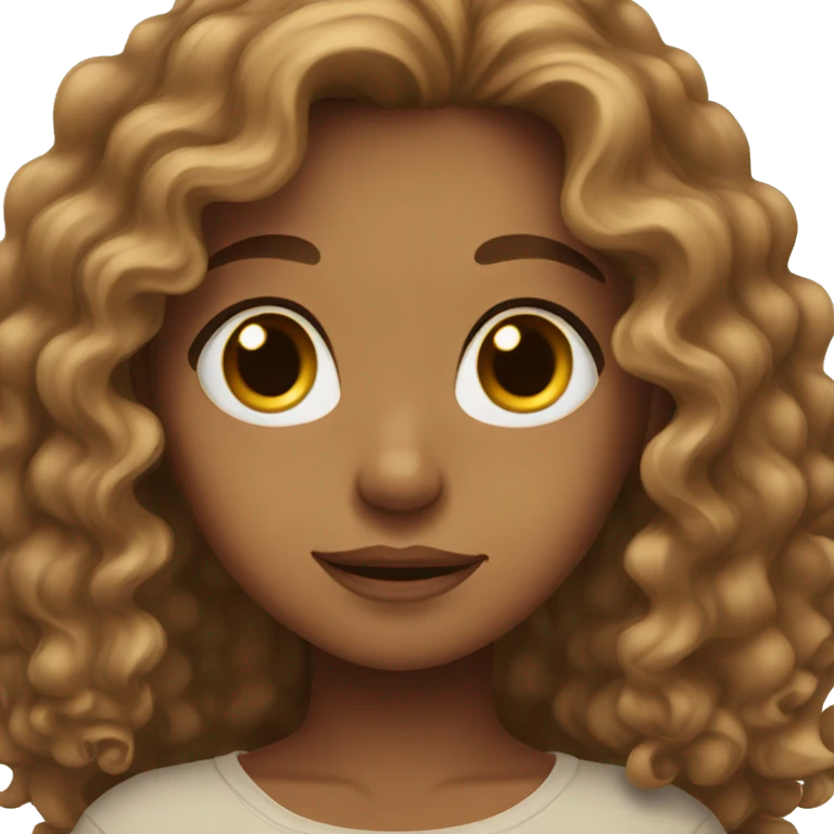 Light brown girl with light brown eyes and long curly hair emoji