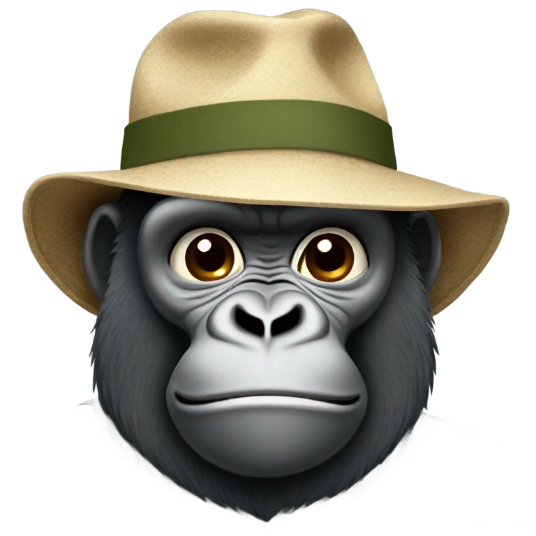 Gorilla in safari hat emoji