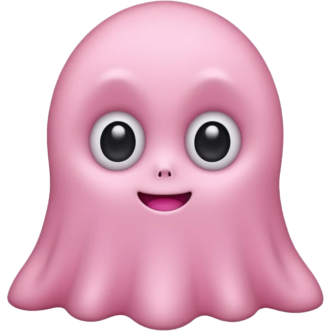 Cute pink ghost character with big adorable eyes and a small smile emoji