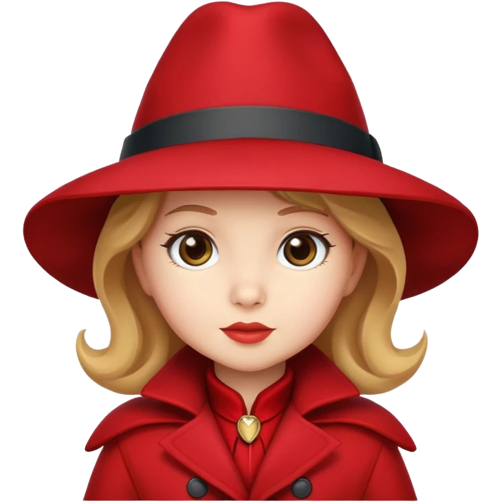 Baby Carmen Sandiego with red hat and coat, cute detective emoji