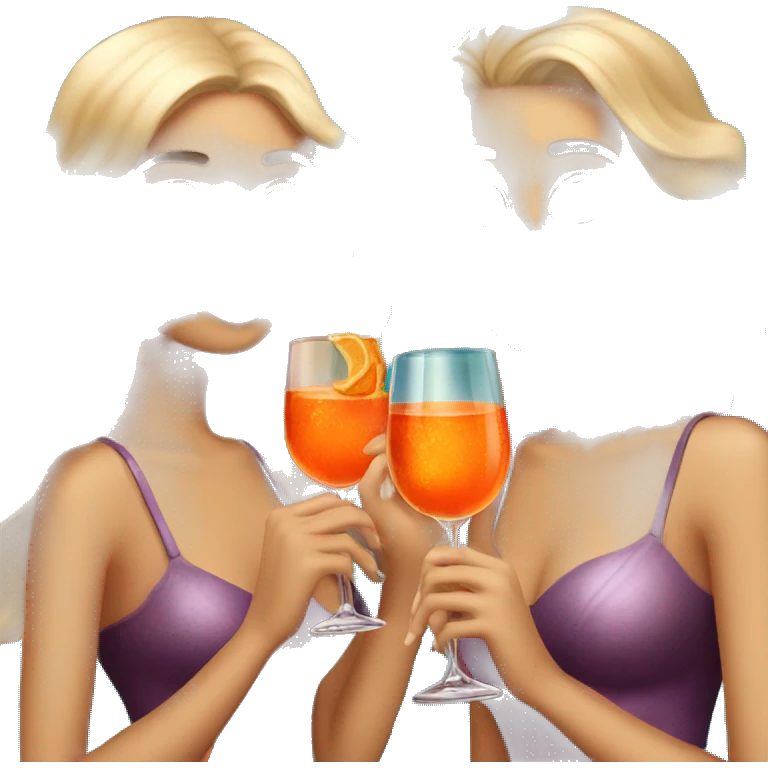 Three beautiful mermaids (light skin) drinking aperol emoji