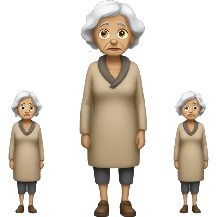 old woman sad standing full body emoji