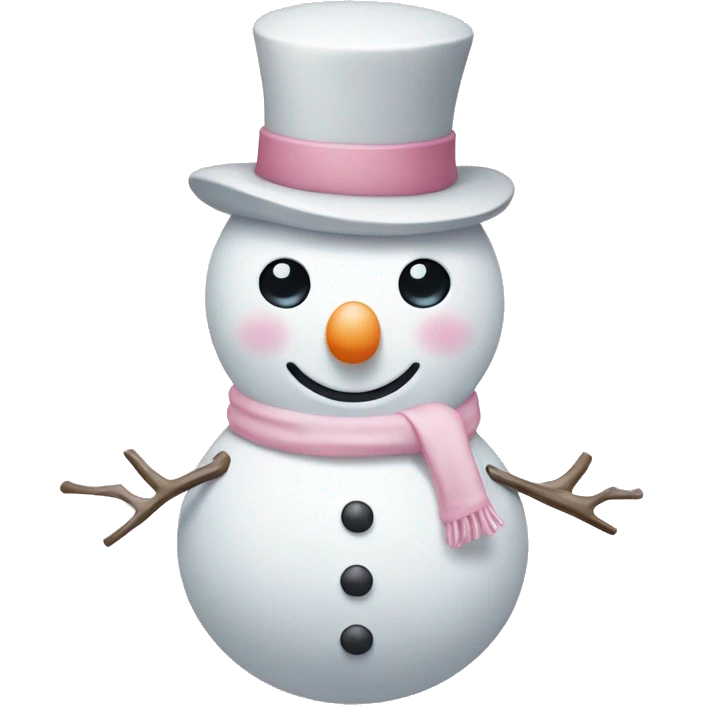 Cute white and light pink snowman emoji