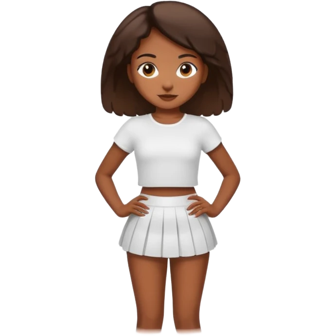 Black girl with a white top on with a mini skirt  emoji