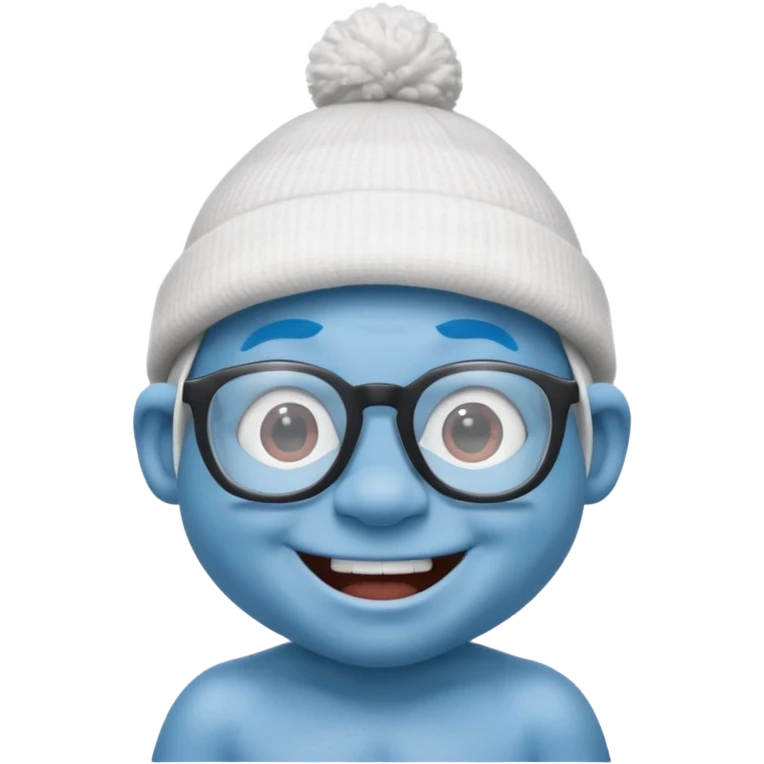 smurf with glasses white beanie no shirt emoji