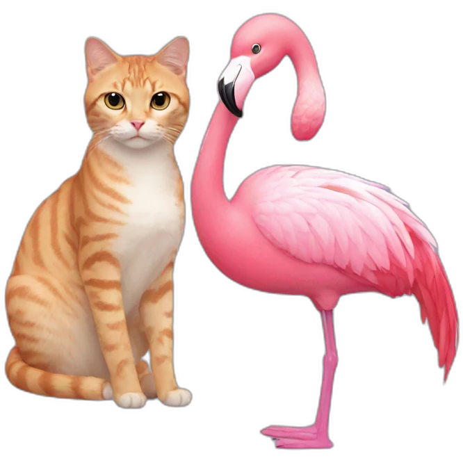 Cat with a flamingo emoji