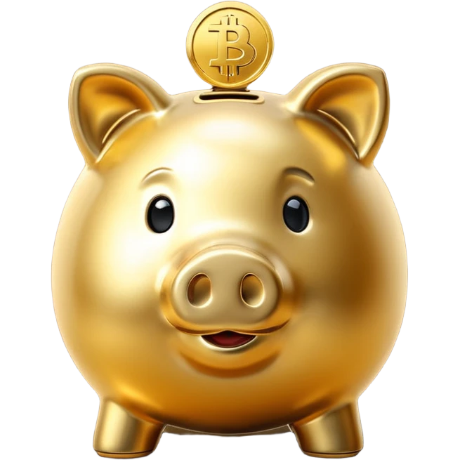 with piggybank with crypto golden piggybank emoji