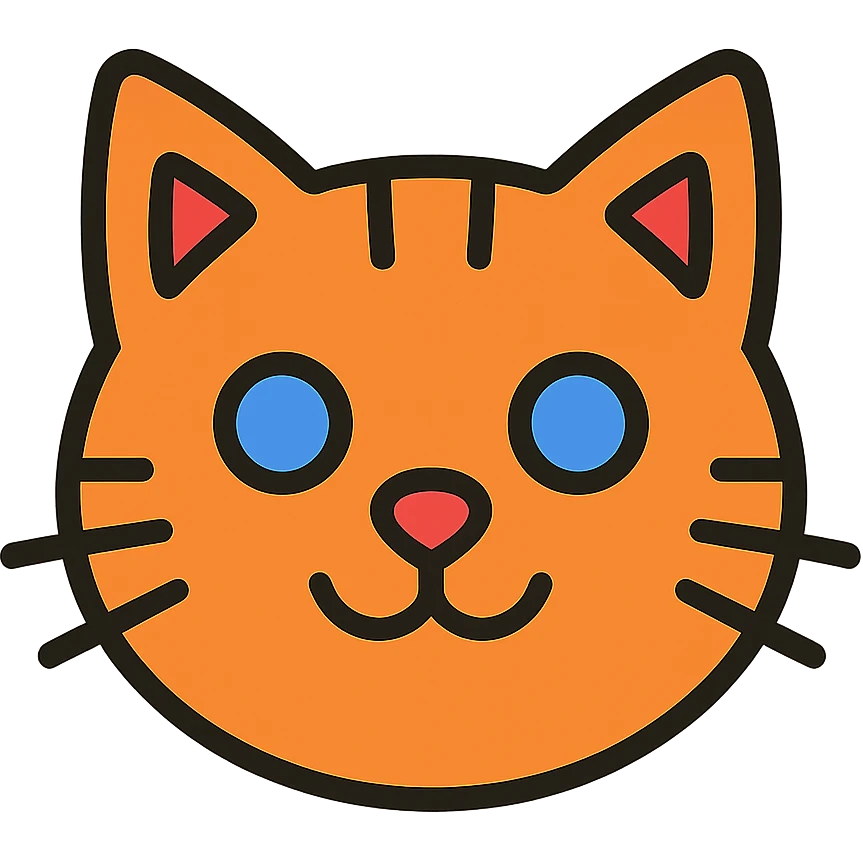 cat face icon, color outlines, cute and friendly emoji