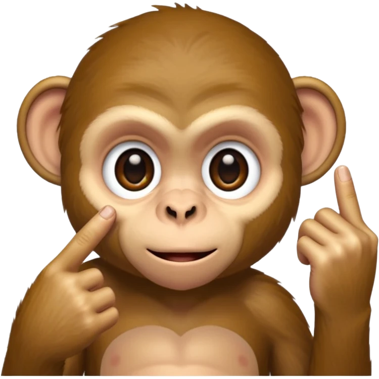 A monkey pulling his eyelid down with one finger emoji