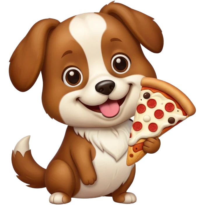 Dog with icecream and a slice of pizza emoji