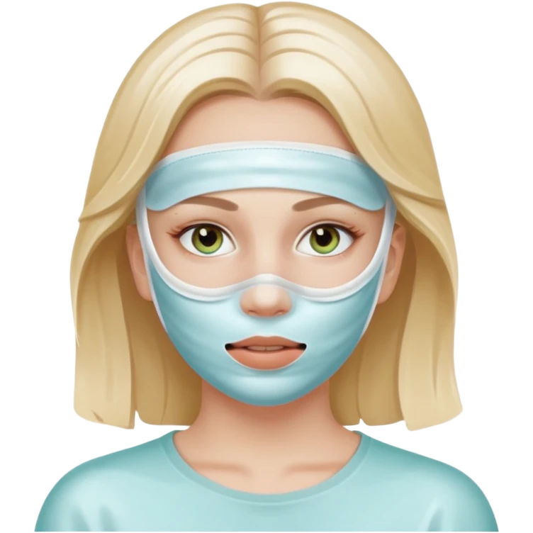 White girl doing skincare white jel mask all over face  emoji