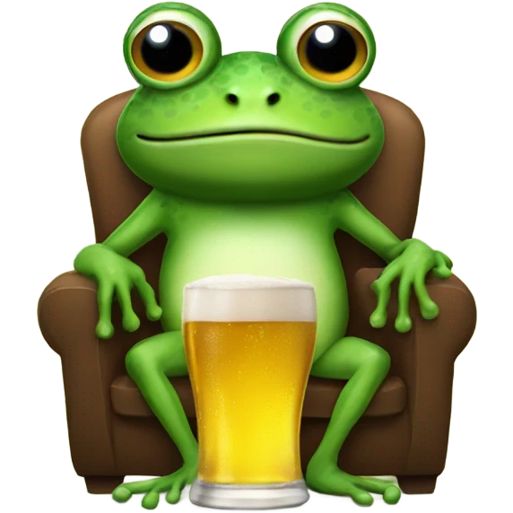 Frog drinking beer while watching tv emoji
